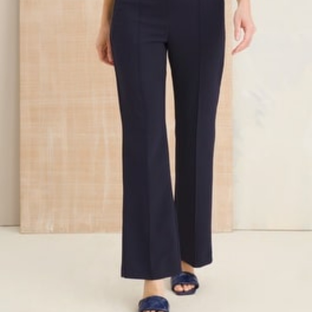 🆕️CHICO'S Brand New Pull on Pintuck Trouser Pant Classic Navy 2.5T / Lar